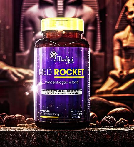 MED ROCKET, um suplemento com fórmula exclusiva e rico em vitaminas do Complexo B e C, cafeína e taurina.