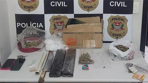 Polícia Civil/Divulgação - Polícia apreendeu porções de maconha, haxixe, droga sintética ecstasy e MDMA - FOTO: Polícia Civil de Presidente Prudente