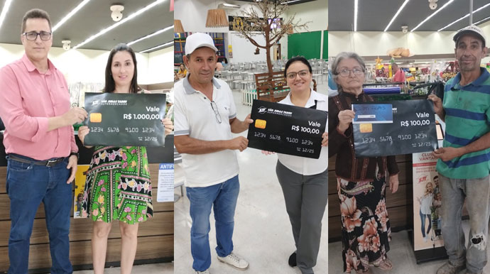 AssisCity - Fabiane Aparecida Lopes, Osmar Salviano e Gildete Alves Leite, ganhadores do São Judas Tadeu em Assis - Foto: Divulgação