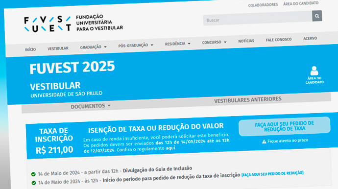 Divulgação/Governo do Estado de São Paulo - Estudantes com renda insuficiente podem fazer o pedido on-line de redução ou isenção da taxa de inscrição até o dia 12 de julho - Foto: Divulgação/Governo do Estado de São Paulo