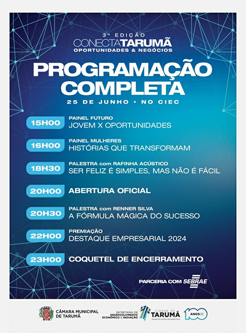 Programação do 3º Conecta Tarumã - FOTO: Divulgação