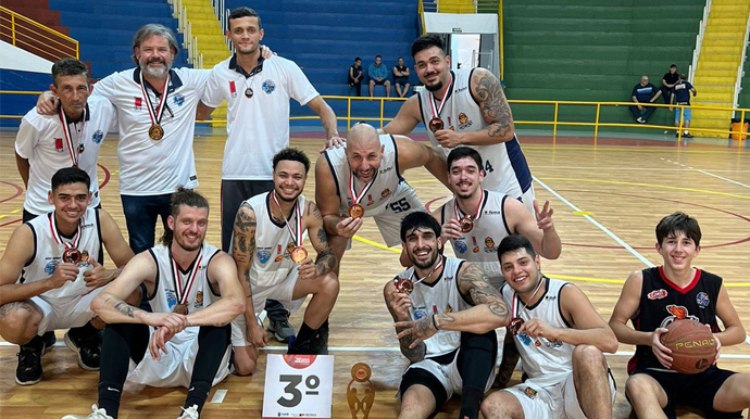 Divulgação/Secretaria de Esportes - Basquete masculino vence a disputa do 3º lugar e fica com o bronze dos Jogos Regionais - FOTO: Divulgação/Secretaria de Esportes