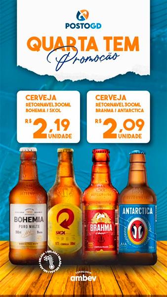 Divulgação - Todas as quartas, os clientes podem aproveitar preços especiais em cervejas retornáveis de 300ml das marcas mais populares do mercado - Foto: Divulgação