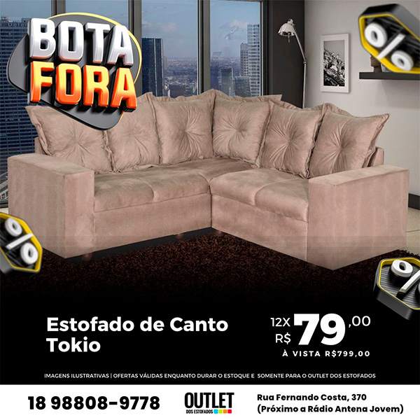 Divulgação - Na promoção Bota Fora você encontra: Estofado de Canto Tokio por 12x de R$79,00 ou R$799,00 a vista - Foto: Divulgação