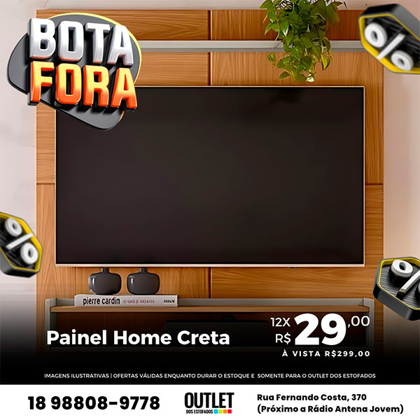 Divulgação - Painel Home Creta em 12x de R$29,00 ou apenas R$299,00 a vista - Foto: Divulgação