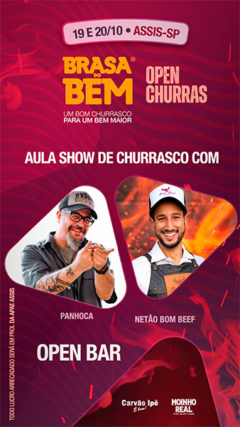 Divulgação - O Brasa do Bem de Assis trará uma aula show de churrasco com dois dos maiores nomes do segmento: Netão da BomBeef e Bruno Panhoca - Foto: Divulgação