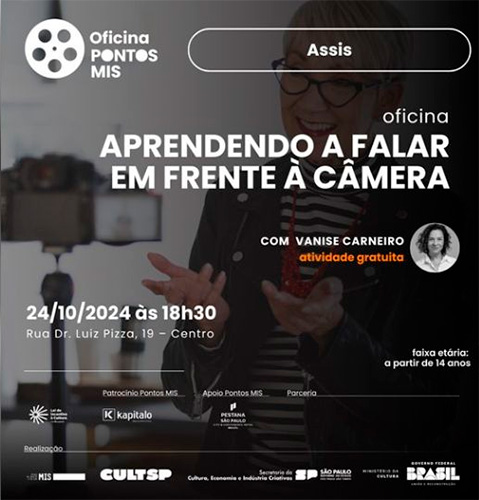 Reprodução/Departamento de Comunicação - Evento será realizado no dia 24 de outubro e oferece técnicas de comunicação e atuação para interessados a partir de 14 anos - Foto: Reprodução/Departamento de Comunicação