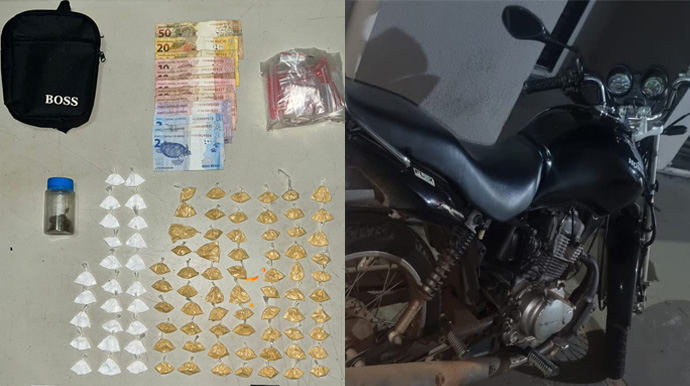 Polícia Militar/Divulgação - Homem é preso em Cândido Mota por tráfico de drogas e motocicleta adulterada - FOTO: Polícia Militar/Divulgação