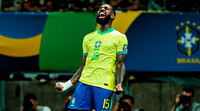 Paulo H Dias - Gerson durante a comemoração do gol pelo Brasil - Foto: Paulo H Dias