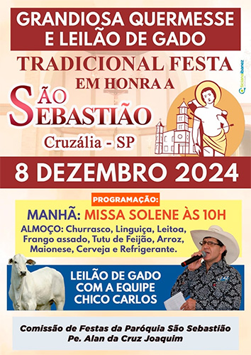 Divulgação - Festa contará com missa solene, almoço e leilão de gados - Foto: Divulgação