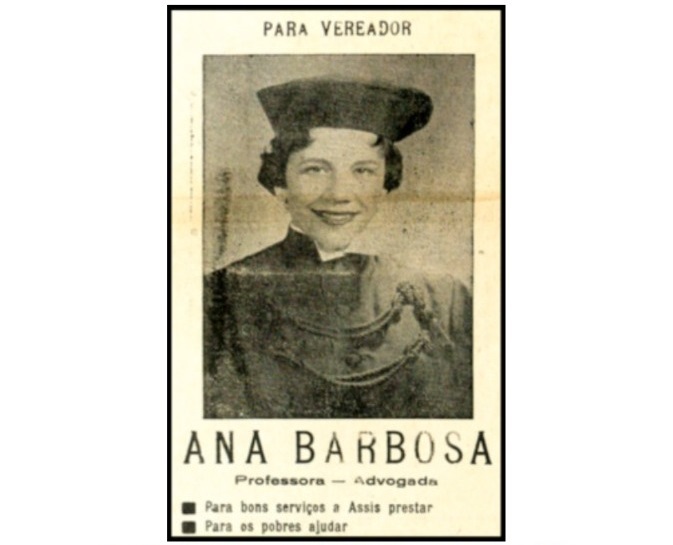 Reprodução - Propaganda política com a campanha de Dra Ana Barbosa - FOTO: Reprodução/A Gazeta de Assis, 19 de de setembro de 1959, p.2