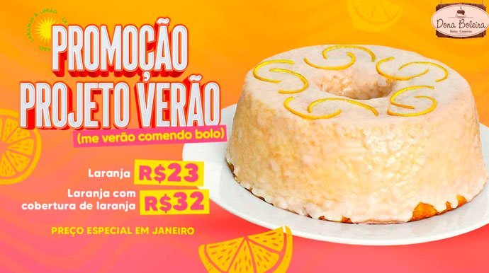 Divulgação - A Dona Boleira está com promoção nos bolos de laranja - Foto: Divulgação