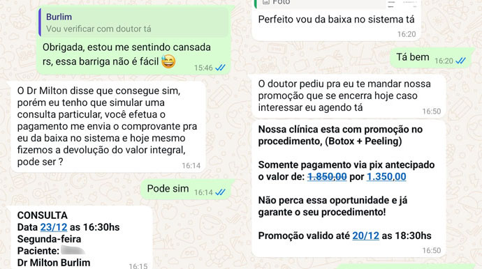 Divulgação - Golpistas estão se passando pela clínicia e solicitando pagamento para agendar consultas - FOTO: Divulgação